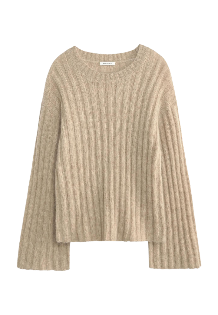 Cierra Ribbed Sweater Twill Beige