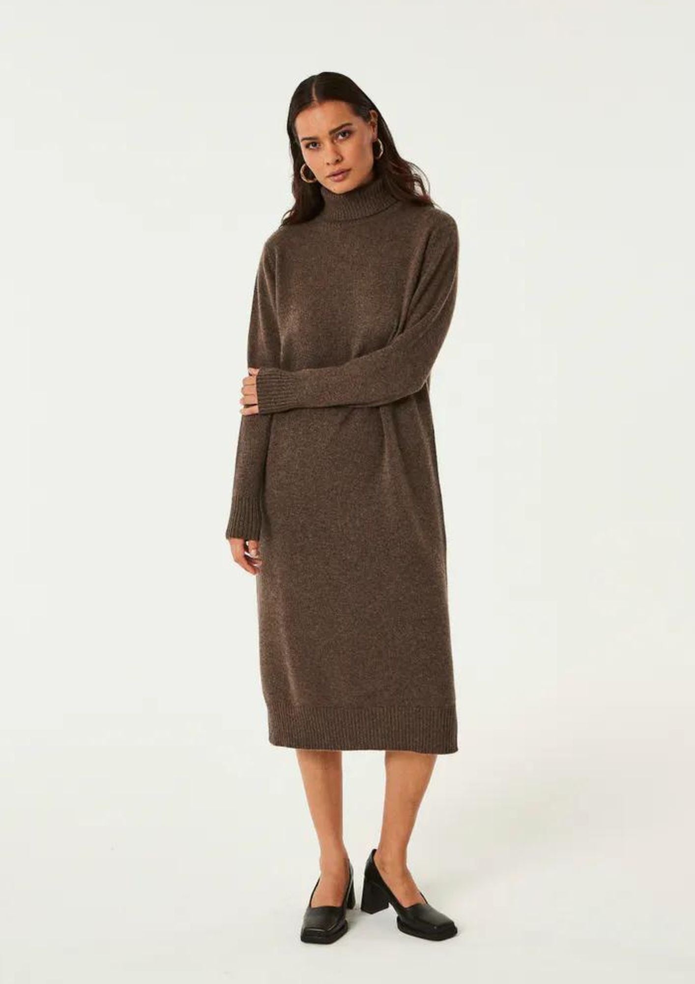 Chunky Roll Neck Dress Cacao